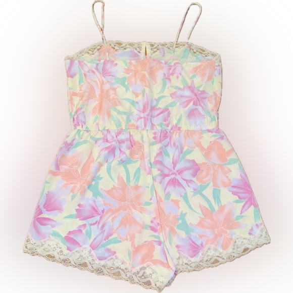 Vintage Victoria's Secret Gold Label Floral Satin Lace Romper Lingerie Suit L - Picture 6 of 9